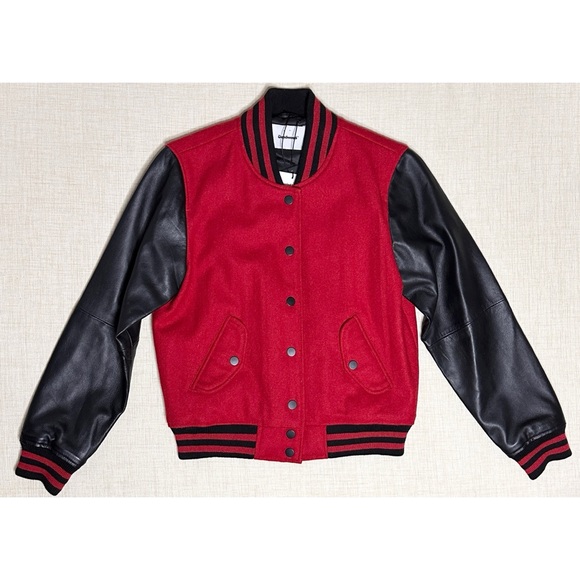 Free People x Deadwood Diana Wool & Leather Varsity Jacket $399 Sz 36 - Picture 10 of 15